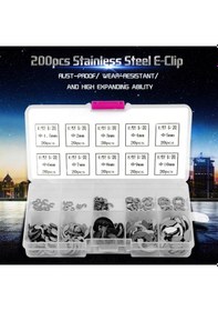 Resim Konesam 304 Paslanmaz Çelik E-klip Seti M1.5-m10, 10 Farklı Boyut , 200 Adet, Aks Ve Mil Sabitleme İçin Dayanıklı Ve Korozyona Dirençli 