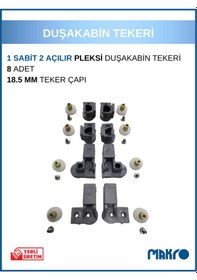 Resim Bella Duşakabin 1 Sabit 2 Açılır Duşakabin Tekeri Gri Gri 