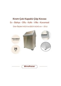 Resim Krom Sallanır Çatı Kapaklı Çöp Kovası 25 Lt 