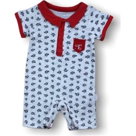 Resim Galaksi Baskılı Çıtçıtlı Kısa Kollu Erkek Bebek Tulumu Kırmızı 001 