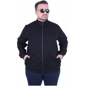 Resim Mocgrande Büyük Beden Basic Mevsimlik Fermuarlı Sweatshirt 22750 Sıyah Siyah 