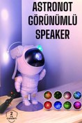 Resim Techno Stock Astronot Bluetooth Hoparlör Gökyüzü Projektör Gece Lambası 