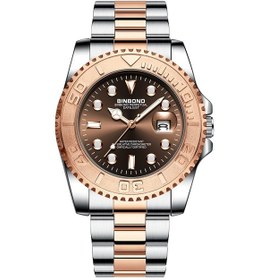 Resim Sones Fngeen 5808 Erkek Moda Çelik Kayışlı Kuvars Saat Çift Saati Kahverengi Çelik Kahve Yüzey 