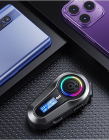 Resim Motorsiklet Kask Interkom Kulaklık Rgb Işık Lcd Ekranlı Bluetooth 5.3 Çift Telefon Bağlantı 