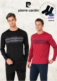 Resim Pierre Cardin Erkek %100 Pamuk Uzun Kollu Desenli Siyah & Bordo İki Adet Pijama Takımı L1.pc.6102.002-bordo - Siyah-s Çok Renkli 