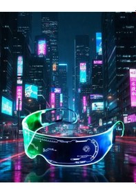 Resim Aydınlatmalı Led Parti Gözlüğü Çok Renkli Modlu Cyberpunk Tasarım 1 
