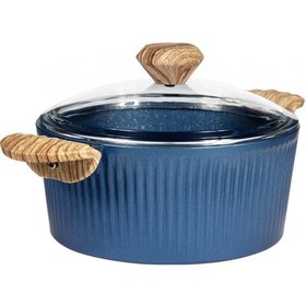 Resim Febern Premium Bio Granit Alüminyum Döküm Nisch Tencere Seti Klasik Mavi-açık Ahşap Kulp 