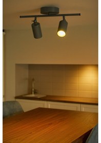 Resim Koal Avize Spoti 2'li Antrasit Renk Gün Işığı Modern Tasarım Cafe - Mutfak - Banyo Spot Ledli Sıralı Avize Antrasit Antrasit 