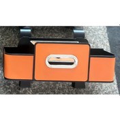 Resim Xuweiwei Portakal Renkli Araç Koltuğu Düzenleyici Saklama Kutusu Çift Bölmeli Ayarlanabilir Kancalar 