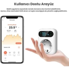 Resim Wifi Priz Tipi Harici Su Geçirmez Sensörlü Termostat (,smart Life Uyumlu) 