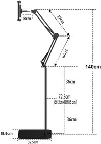 Resim Hobimtek Ht-47 Metal Cep Telefonu Ve Tablet Standı Döner Başlıklı Dirsekli 
