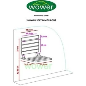 Resim Teknocan Duvara Monte Katlanır Ahşap Duş Oturağı 38X38 (Krom) 