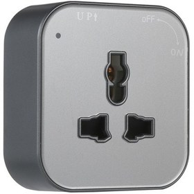 Resim Padalink Evrensel 3-pin Raylı Priz - Kayar Sistemli, Kolay Kurulumlu, Her Tür Fişe Uyumlu Gri 