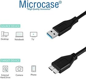 Resim Microcase USB 3.0 Harici HDD Hard Disk Kablosu 60 cm Siyah AL2825 