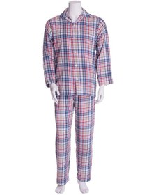 Resim The Don Kırmızı Lacivert Asorti Ekose Desenli Poplin Erkek Pijama 