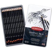 Resim Derwent : Graphic Pencil : Dereceli Kalem Seti Soft : 12'li Metal Kutu-Sketching 