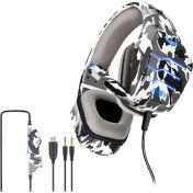 Resim Digital Computer Home Ovleng GT87 Usb+2*3.5mm Kablolu E-Spor Oyun Kulaklığı Kamuflaj Ergonomik LED Işıklı Kulak Üstü Kulaklık-Kamuflaj Gri (Yurt Dışından) 