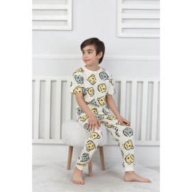 Resim Çizgi Ayı Desenli Erkek Çocuk Pijama Takımı 