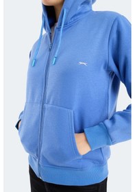 Resim Slazenger Mılıo I Kadın Fermuarlı Kapüşonlu Cepli Indigo Sweatshırt Indigo 