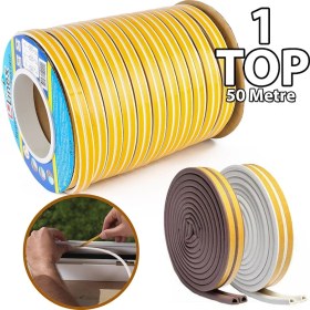 Resim Linex Kauçuk Kapı ve Pencere Izolasyon Bandı/fitili Beyaz - Kahverengi 50 m x 2 100 m 