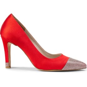 Resim Deery Kırmızı Saten Taşlı Stiletto Kadın Topuklu Ayakkabı - K0030zkrmm01 Kırmızı 