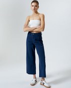 Resim Geniş Kısa Paça Kot Pantolon Yüksek Bel - Sandra Jeans 