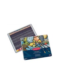 Resim Derwent Studio Pencils Kuruboya Kalemi Teneke Kutu 24 Renk 