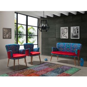 Resim Azra Mobilya Çay Seti Oturma Grubu Oturma Takımı Koltuk Takımı Ahşap Mobilya Takımı Balkon Bahçe Mobilyası Turkuaz 