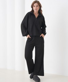 Resim MAMAYAGA Kadın Oversize Fermuarlı Kapüşonlu Sweatshirt Geniş Paça Tesettüre Uygun Spor Şık Eşofman Takımı 
