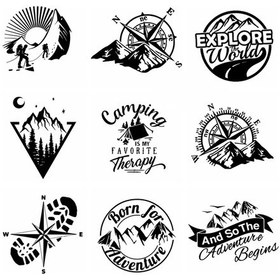 Resim Araba345-boyut S-6-gray-10 Stilleri Macera Sporları Pusula Araba Etiket Wrap Vinil Dağ Çıkartması Oto Motor Kapağı Kapı 