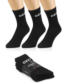 Resim Ozzy Socks 3 Çift Uzun Konçlu Tenis Spor Çorabı Siyah Paket 