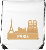 Resim DIYthinker Kadın Paris Fransız Sarı Kent Simgesi Desenli İpli Sırt Çantası İnce Çizgiler Alışveriş Yaratıcı El Çantası Omuz Environ Tal Polyester Çanta 
