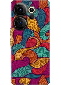 Resim TECNO Camon 20 Premier 5G Uyumlu Kılıf Silikon Desenli Resimli Renkli Dalga 