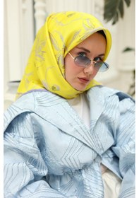 Resim Silk Home Sarı Eflatun Desenli Tivil İpek Eşarp 11433-34 Çok Renkli 