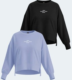 Resim Slazenger VITAL 2 li set Kadın Crop Lila - Siyah Sweatshirt 