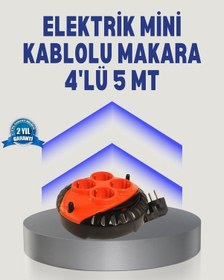 Resim 5 Metre Uzatma Kablolu 4 Prizli Makara Kırmızı 1.5 M 