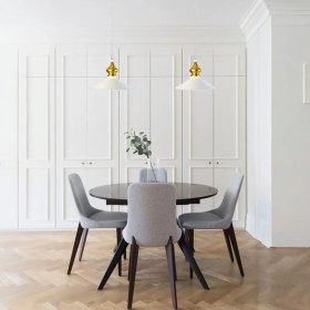 Resim Bamyum Ikili Salon Beyaz Sarkıt Lamba Yemek Masası Oturma Odası Mutfak Salon Otel Showroom Kuaför 