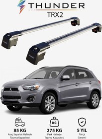 Resim Mıtsubıshı Outlander 2013-2021 Trx2 Thunder Carrier Kilitli Ara Atkı Taşıyıcı Tavan Barı Gri 