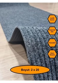 Resim Gri Çelik Halı, Yolluk, Lastik Tabanlı, 2x20 Metre, Kaydırmaz Gri 