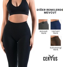Resim Cervus Kadın Yüksek Bel Selülit Gizleyici Dokulu Tayt - Toparlayıcı Push Up Etkili Spor ve Yoga Taytı 
