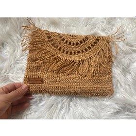 Resim Kağıt İp Cluch Çanta Taba 