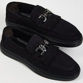 Resim Tonny Black Erkek Siyah Süet Rahat Kalıp Deri Erkek Loafer Siyah Süet 