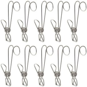Resim Çelik Renk-paslanmaz Çelik Kanca Klip Çok Amaçlı Klipler Kelepçeler Evrensel Ev Clothespins Ev Askı Forseps 