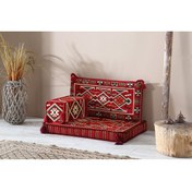 Resim BAKIRÖZÜ HOME Şark Köşesi Takımı , 95 Cm Yer Minderi Takımı (sünger Dahil) Anadolu Kırmızı Modeli (3 Parça) 