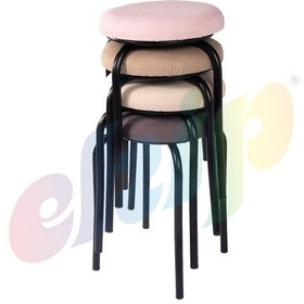 Resim Tabure Mutfak Sandalyesi Siyah Ayaklı Tay Tüyü Kumaş 4 Adet 