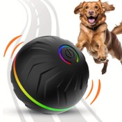Resim PETGRAVITY Hareketli Köpek Bouncing Topu, 6.6cm/2.62in, USB Şarj Edilebilir Lityum Polimer Pil, Tüm Irklar İçin Etkileşimli Evcil Hayvan Oyuncağı, Dayanıklı Termoplastik Kauçuk, Çizgili Desen 