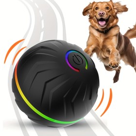 Resim PETGRAVITY Hareketli Köpek Bouncing Topu, 6.6cm/2.62in, USB Şarj Edilebilir Lityum Polimer Pil, Tüm Irklar İçin Etkileşimli Evcil Hayvan Oyuncağı, Dayanıklı Termoplastik Kauçuk, Çizgili Desen 