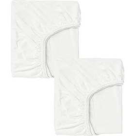 Resim 2 Adet 40x80 Cm Anne Yanı Lastikli Penye Kumaş Bebek Çarşafı-beyaz 