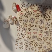 Resim Acı Leopar Desenli Tatlı Serin Fiyonk Tırnak Stickerları 