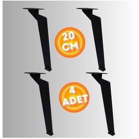 Resim 20 Cm Metal Tabanca Ayak Koltuk Ayağı Mobilya Ayağı Ünite Ayağı Konsol Ayağı Puf Berjer Ayağı 4 Ad Siyah 